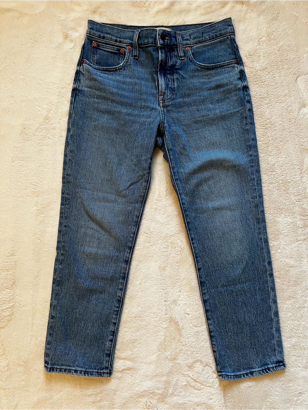 Madewell The Perfect Vintage Jean 27P High Rise Straight Leg Blue Denim